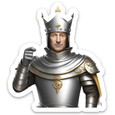 king baldwin IV in silver full face mask up who raises his right hand sticker