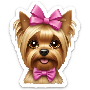 Yorkie dog with a bow sticker