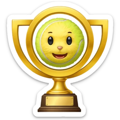 Tennis ball with trophy sticker