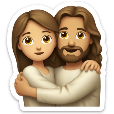 Jesus hugging brown haired girl sticker
