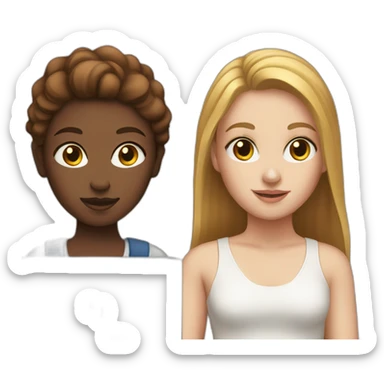 two white girls with brown and кув hair with a MacBook sticker