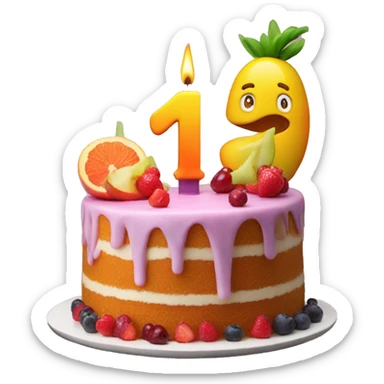 '10th' birthday candle on fruits cake sticker