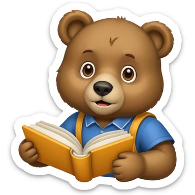student bear with book sticker
