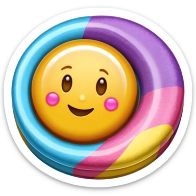 un bonbon rond dans un emballage sticker