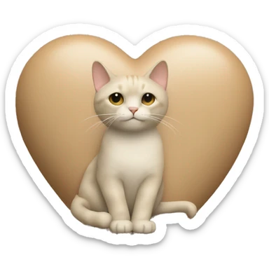 beige heart with a fold cat inside sticker