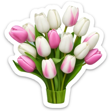 bouquet of fully white tulips and some fully pink tulips sticker
