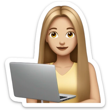 smm white girl with light brown straight long hair and laptop sticker