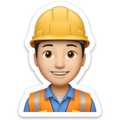 The narrow-eyed Chinese construction worker sticker