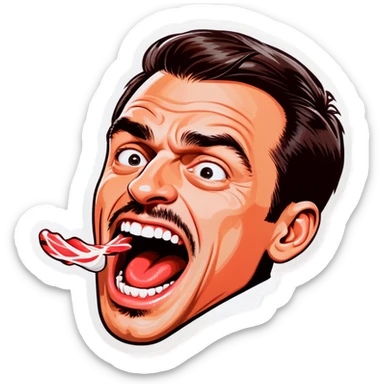 Guy biting lip sticker