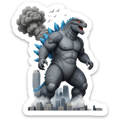 godzilla attacking ny sticker