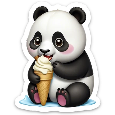 Panda eating ice cream sticker