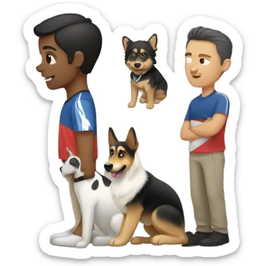 Filipino girl, white guy, German shepherd  sticker
