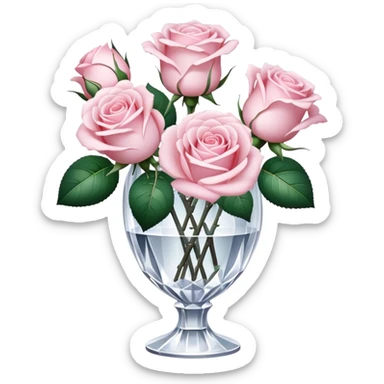 Pale pink roses in cristal vase sticker