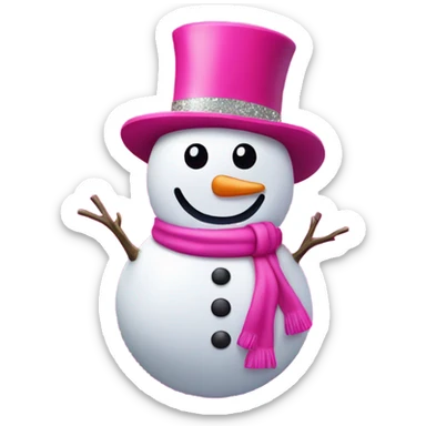 Hot pink snowman with glitter  sticker
