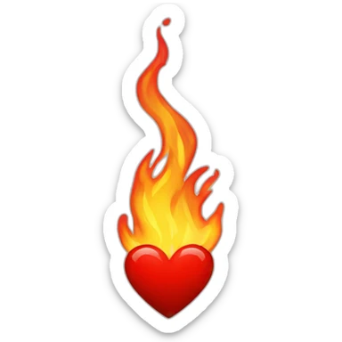 red heart on fire sticker