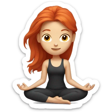 red hair girl yoga pose sticker