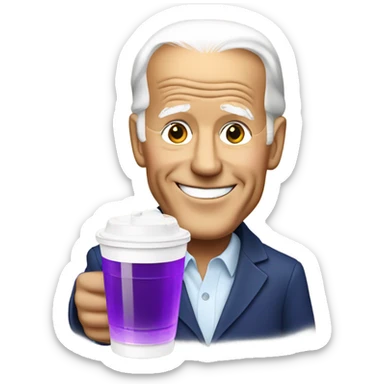 biden with grape soda white cup sticker