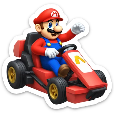 super mario sitting in a kart sticker