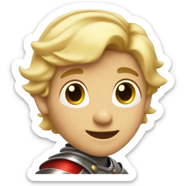 A boy knight with blonde hair and red eyes smirking sticker
