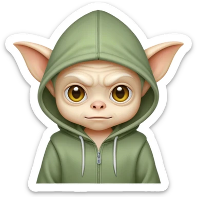 Little gremlin wearing a hoodie sticker