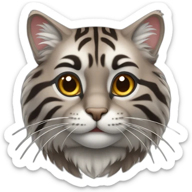 fluffy brown & grey tiger cat sticker