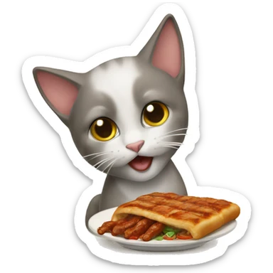 Cat Eating cevapcici sticker