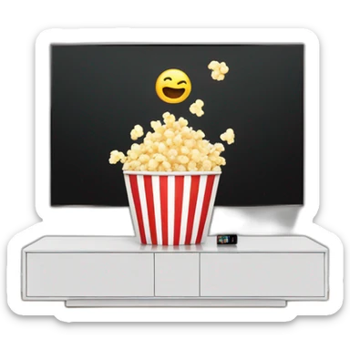 Netflix on a TV screen qnd popcorn sticker
