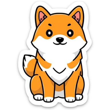 cute black Shiba Inu dog standing full body view sticker