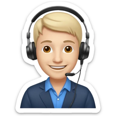 a sales agent with headphones sticker