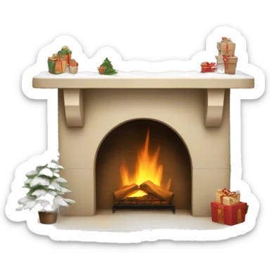 Winter christmas beige FirePlace sticker