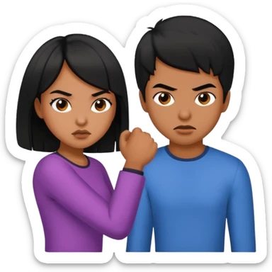 brother and sister fighting modern culture naughty  - indian skin and hairstyle sticker