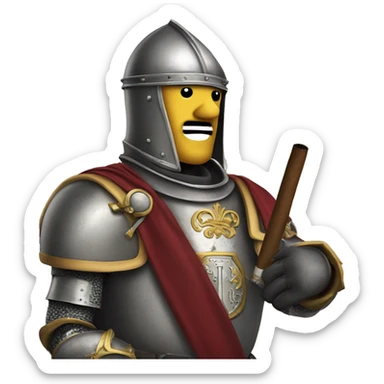 a crusading knight smokes a cigar without paying attention to anyone. sticker