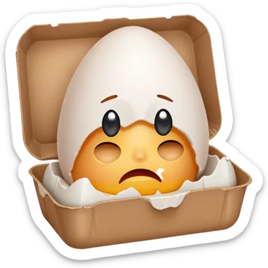 make a egg carton with only one egg inside to represent isolation. make the egg have a sad expression like a sad face with tears to communicate his worry sticker