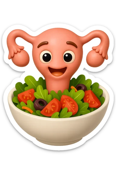 EMOJI STILE IPHONE 3D DI un utero che esce da una bowl di insalata sticker