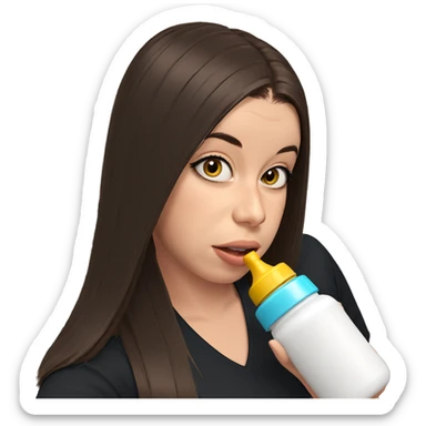 girl with bottle and brown hair sticker