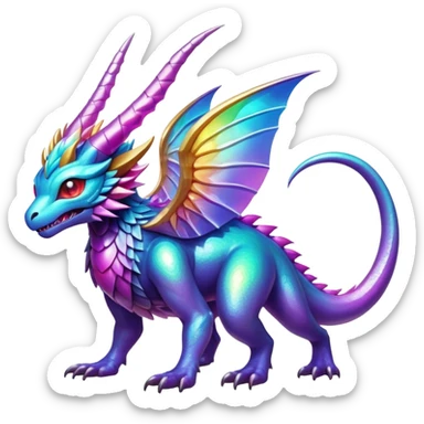 Epic complex iridescent scenic-aesthetic-Fakémon-creature-scenery sticker