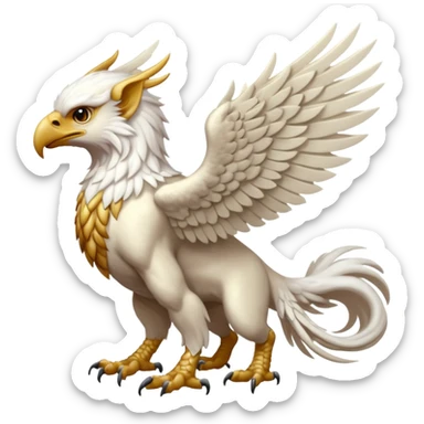 Albino white-furred Gryphon-griffin-chimera-hybrid, full body sticker