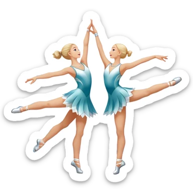 Icon for Sports Dance: a white couple in competitive attire performing a synchronized dance with acrobatic moves, dance shoes, a rhythmic floor, and a competition backdrop. The icon should capture athleticism, technique, and acrobatic precision. Transparent background. sticker