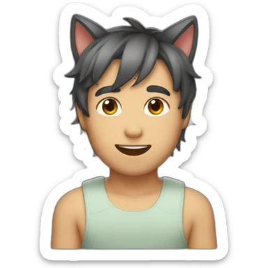 A cute boy with cat ears sticker