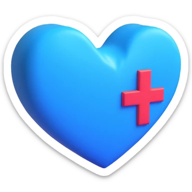 Move the blue plus sign closer to the heart so that it touches the edge of the heart. Keep the 3D style and maintain a transparent background. This is a Discord role icon. sticker
