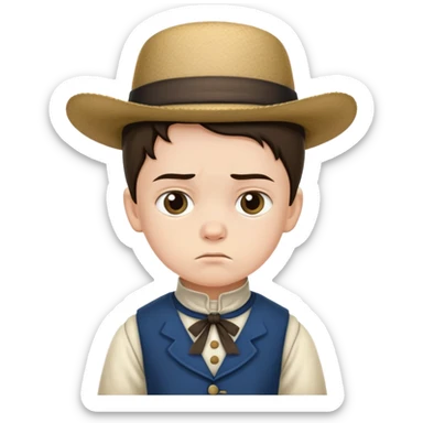 an 1840’s child from the west looking annoyed sticker