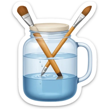 Water jar for brushes sticker