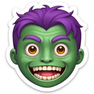 Zumbi verde com dentes prata e cabelo roxo novo sticker