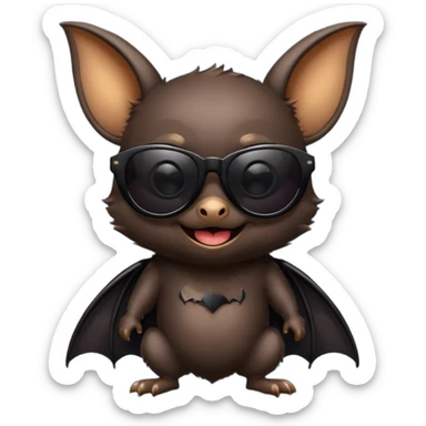 cute bat with sunglasses, full body sticker