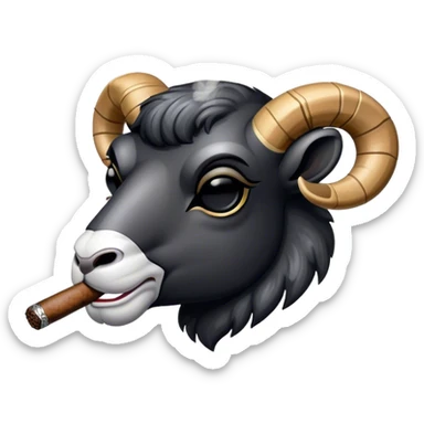 Big Black ram sunglasses head smoking cigar left side sticker