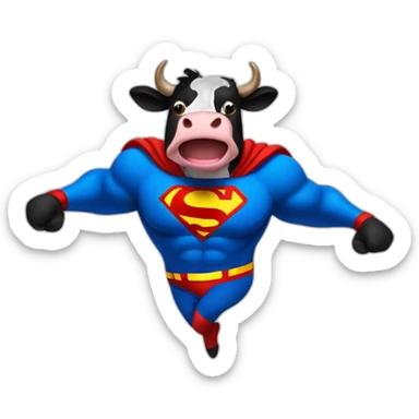 Mad cow dancing with superman suit sticker