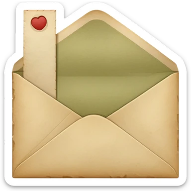 A pale olive envelope with the letter sticker