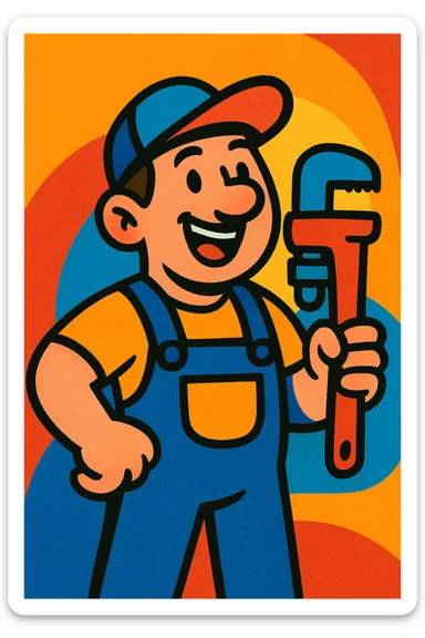 plumber, vibrant cartoon style sticker