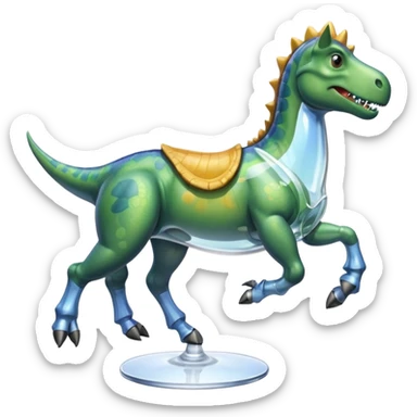 Dinosaur with glass riding horse sticker