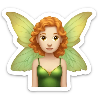 Beautiful, fairy, green, gold, chest length ginger hair, big fairy wings sticker
